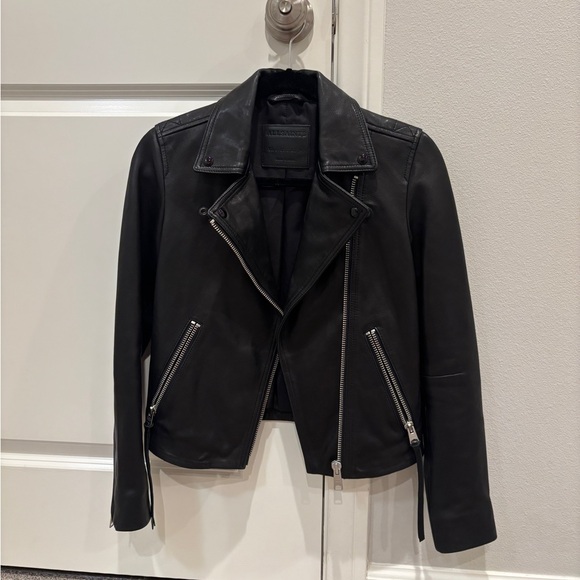 All Saints Dalby Leather Biker Jacket - Picture 12 of 13
